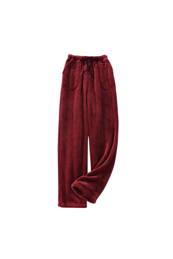 Women's Pants Cozy Women's Pants Loose Fitting Sleep Pants Casual Straight Leg Homewear Trousers Red