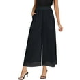thumbnail image 1 of Lixiuxyad Women's Pants Women's Flowy Wide Leg Casual Pants High Waisted Elastic Waistband Lightweight Chiffon Comfortable Trousers With Pockets Black, 1 of 5