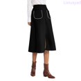 thumbnail image 1 of Lixiuxyad Women's Skirt Women's Suede A Line Midi Skirt With Elastic Waist And Front Pockets Perfect For Fall And Winter,Black, 1 of 7