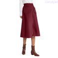 thumbnail image 1 of Lixiuxyad Women's Skirt Women's Suede A Line Midi Skirt With Elastic Waist And Front Pockets Perfect For Fall And Winter,Red, 1 of 7