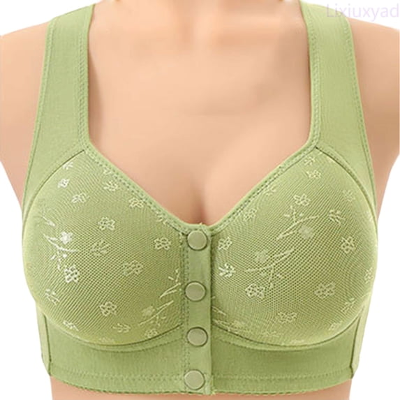 Lixiuxyad Women's Soft Lace Front Closure Bralette Comfortable Wireless Bra Supportive Seamless Underwear For Everyday Wear,Bras for Women Green 36