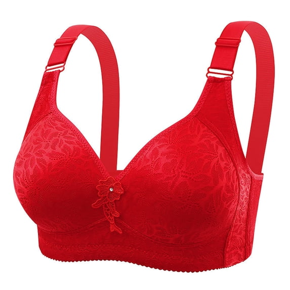 Lixiuxyad Women's Sports Bras Women's Large Sized Steel Rimless Jacquard Thin Cup Four Buckle Underwear Side Comfortable Breathable And Adjustable Bra
