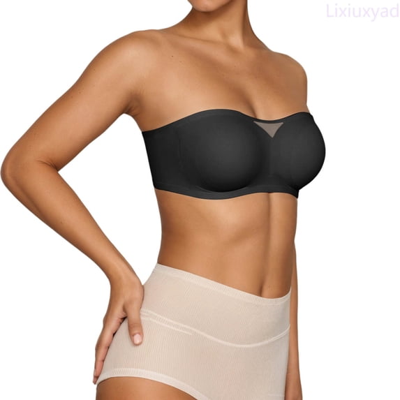 Lixiuxyad Women's Strapless Bra Summer Lightweight Seamless Comfortable Support Push Up Bust Bralette,Bras for Women Black M