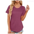 thumbnail image 1 of Lixiuxyad Women's Summer Tops Trendy Short Sleeve Shirts Smocked Crewneck Tee Trendy Casual,Red L, 1 of 7