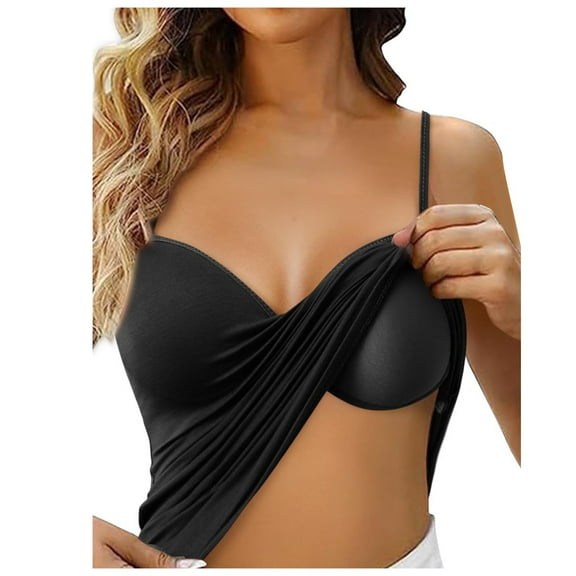 Lixiuxyad Women's Tanks Top Shelf Bra Camisoles Adjustable Spaghetti Strap Tank Tops Basic Layer(Black XL)