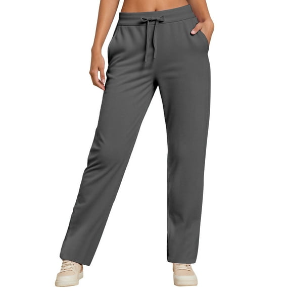 Lixiuxyad Women's Warm Lined Athletic Sweatpants Straight Leg Drawstring Lined Pants Sweatpants Gray