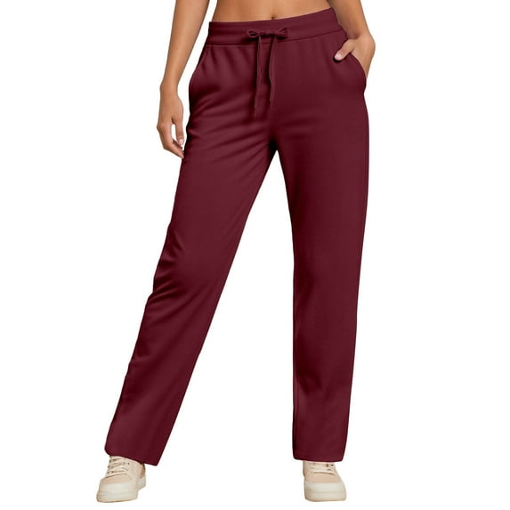 Lixiuxyad Women's Warm Lined Athletic Sweatpants Straight Leg Drawstring Lined Pants Sweatpants Red