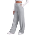 thumbnail image 1 of Lixiuxyad Women's Wide Leg Sweatpants Low Rise Baggy Pants Drawstring Athletic Joggers with Pockets Silver, 1 of 6