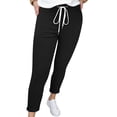 thumbnail image 1 of Lixiuxyad Womens Baggy Pants Casual Trousers With Drawstring Waist Ankle Cuff Pure Color Comfortable Pants For Everyday Wear Black, 1 of 6