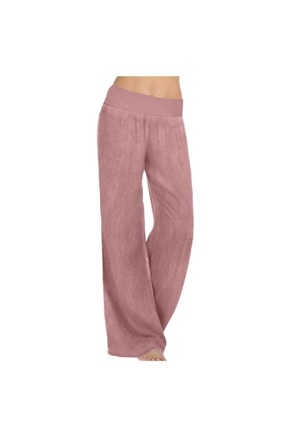 Womens Baggy Pants Women Casual Loose Fit Solid Color Pants Stretchy Denim Like Jogger Trousins Pink