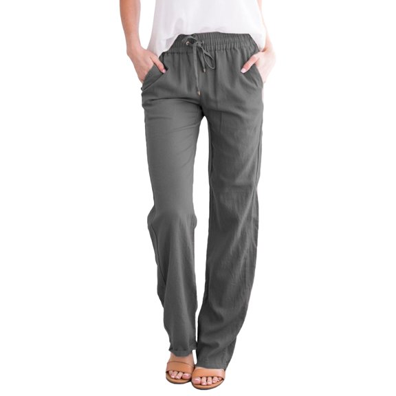 Lixiuxyad Womens Baggy Pants Women'S Casual Pants Solid Cotton And Pants With Pocket Long Pants Gray