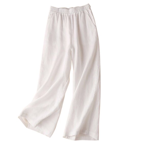 Lixiuxyad Womens Baggy Pants Women's Cotton And Linen Solid Color Drape Casual Fashion Oversized Pants White