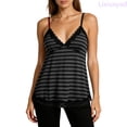 thumbnail image 1 of Lixiuxyad Womens Basic Cami Tops Summer Punk Striped Contrast Trim Spaghetti Strap Tank Top For,Black L, 1 of 6
