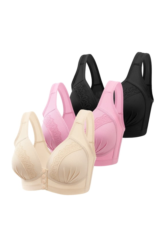 Womens Bras Pack Women's Front Side Buckle Lace Edge Without Steel Ring Movement Seamless Gathering Adjustment Yoga Sleep Large Bra