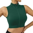 thumbnail image 1 of Lixiuxyad Womens Camisole Tank Tops Ladies' Comfortable And Casual High Neck Zipper Quick Drying Sports Vest(Green S), 1 of 5