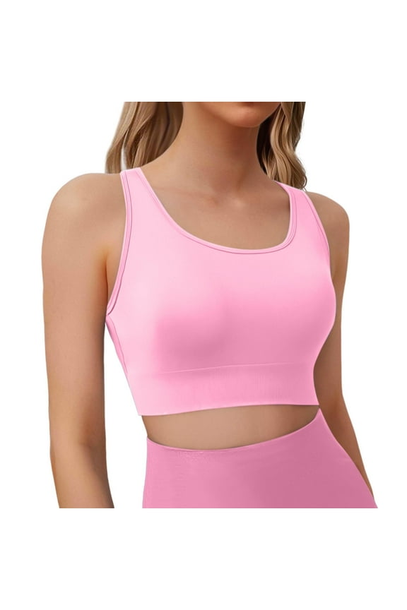 Womens Camisole Tank Tops Sports Bra Women Straps Bralette Bras Gym Fitness Push Up Crop Top Yoga No Underwire Backless Open Back Bra For Running Jogging Gymnastics(Pink L)