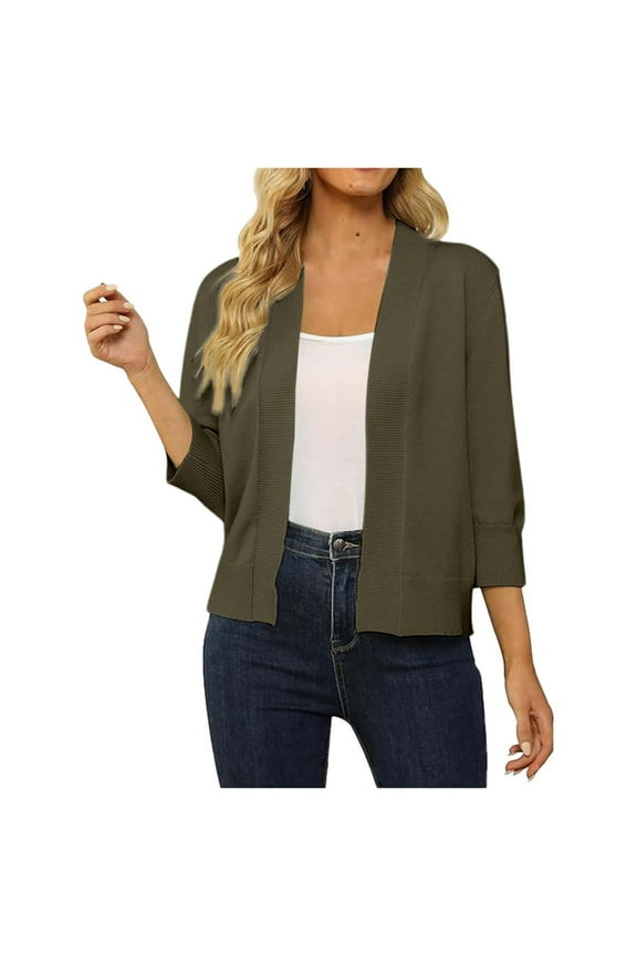Womens Cardigan Duster Women's Lightweight Lace Crochet Cardigan 3/4 Sleeve Knit Shawl Top