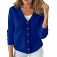 thumbnail image 1 of Lixiuxyad Womens Cardigans Fall Winter Cardigan Button Down Sweater Casual Comfortable Commute Solid Color Top,Blue, 1 of 5