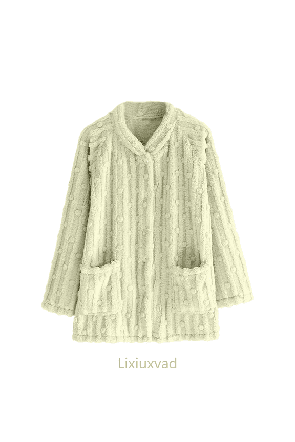 Womens Cardigans Flannel Cardigan Top Long Sleeve Cozy Fleece Loungewear Pullover Soft Warm Winter Sleepshirt Housewear With Pockets,Green