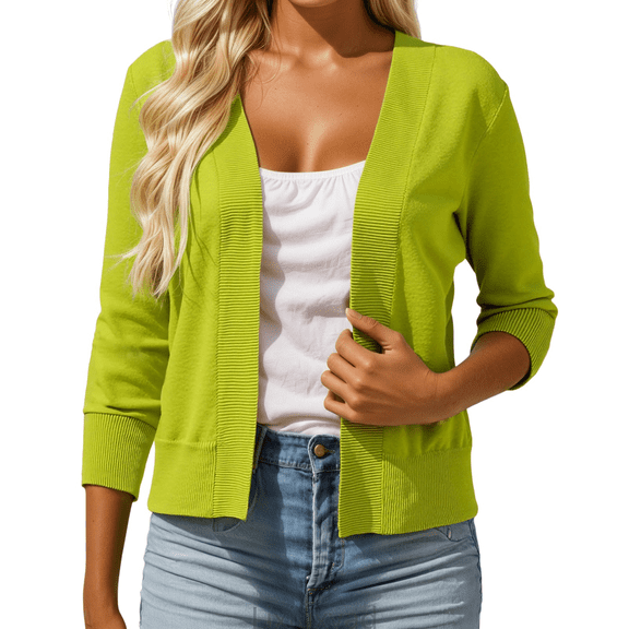 Lixiuxyad Womens Cardigans Women's Lightweight Lace Crochet Cardigan 3/4 Sleeve Knit Shawl Top,Green