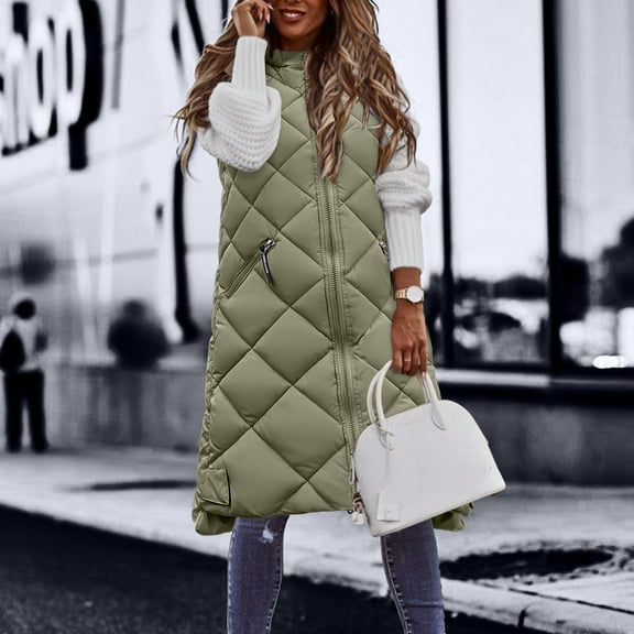 Lixiuxyad Womens Fall Sweaters Women's Long Winter Coat Vest With Hood Sleeveless Warm Down Coat With Pockets Quilted Vest Down Jacket Quilted Outdoor Jacket