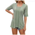 thumbnail image 1 of Lixiuxyad Womens Fashion Casual Solid Color T Shirt Half Sleeve Square Neck Casual Top Summer Tee Shirts,Green M, 1 of 7