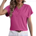 thumbnail image 1 of Lixiuxyad Womens Fashion Casual Top V Neck T Shirts Summer Short Sleeve Casual Loose T Shirts Top Basic Tee,Pink XXL, 1 of 6