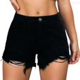 thumbnail image 1 of Lixiuxyad Womens Jean Shorts Mid-High Rise Casual Stretchy Ripped Distressed Cut-Off Summer Denim Shorts Sizes S-2XL,Black, 1 of 7