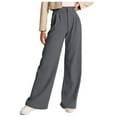 thumbnail image 1 of Lixiuxyad Womens Linen Pants Womens Casual Wide Leg Dress Pants High Waist Tailored Button Down Trousers With Pockets Gray, 1 of 6