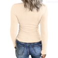 thumbnail image 1 of Lixiuxyad Womens Long Sleeve Neck Ribbed Knit Fitted Casual Tops Tee Slim Basic Shirts Womens Summer T Shirts,Beige M, 1 of 6