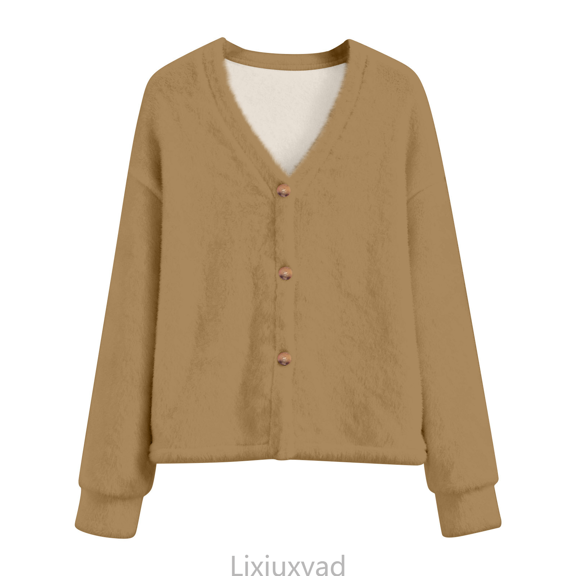 Lixiuxyad Womens Open Front Cardigan Button Down Cardigan Sweater Long Sleeve Open Front Knit Crop Top Crewneck Knitted Jackets,Yellow