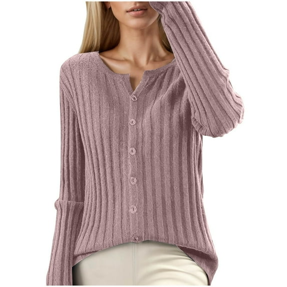 Lixiuxyad Womens Open Front Cardigan Casual Slim Fit Cardigan Long Sleeve Soft Solid Color Knit Sweater With Round Neck For Everyday Comfort And Style,Pink