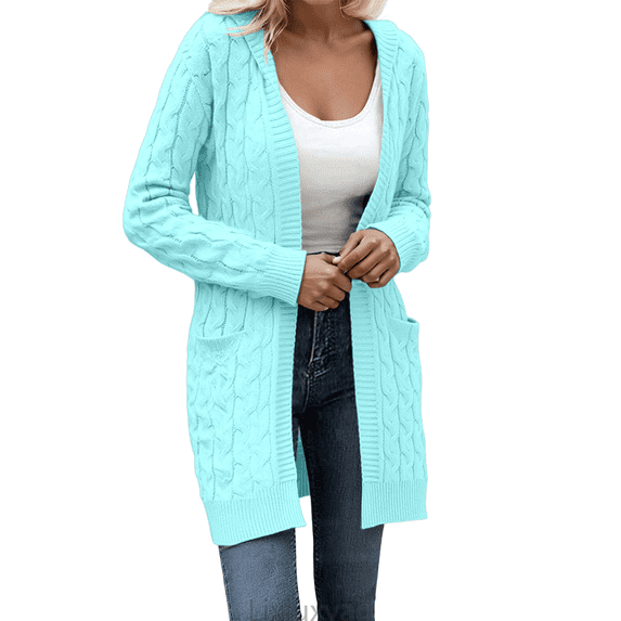 Lixiuxyad Womens Open Front Cardigan Knit Hooded Cardigan Sweater Open Front Long Sleeve Pocketed Coat Casual Warm Outwear,Green