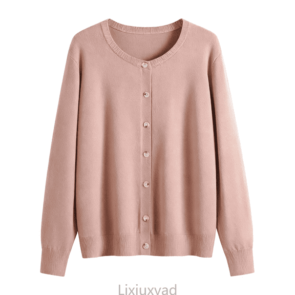 Lixiuxyad Womens Open Front Cardigan Long Sleeved Knit Cardigan Solid Color And Elegant Worn As An Outer Layer With Sweater Coat.,Pink