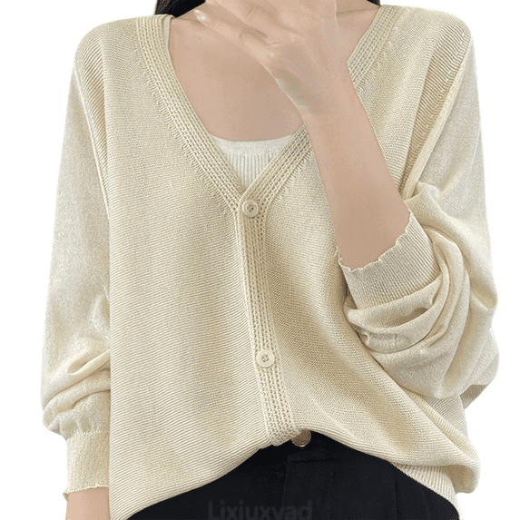 Lixiuxyad Womens Open Front Cardigan Stylish Cardigan Lightweight Open Front Long Sleeve Outer Layer For Everyday Wear,Beige