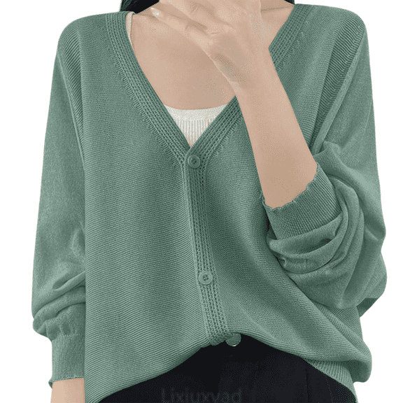 Lixiuxyad Womens Open Front Cardigan Stylish Cardigan Lightweight Open Front Long Sleeve Outer Layer For Everyday Wear,Green