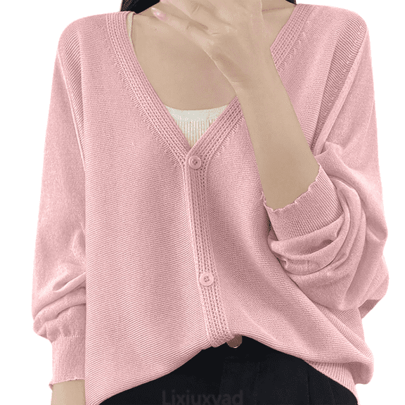 Lixiuxyad Womens Open Front Cardigan Stylish Cardigan Lightweight Open Front Long Sleeve Outer Layer For Everyday Wear,Pink