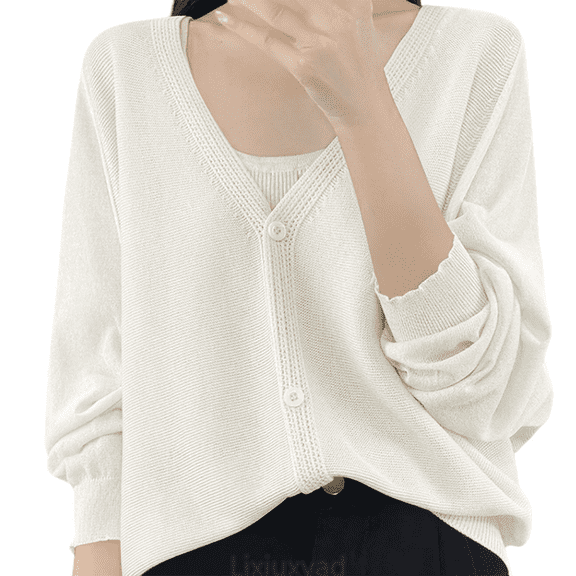 Lixiuxyad Womens Open Front Cardigan Stylish Cardigan Lightweight Open Front Long Sleeve Outer Layer For Everyday Wear,White