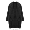 thumbnail image 1 of Lixiuxyad Womens Open Front Cardigan Women's Knit Cardigan Long Open Front Sweater Soft Loose Fit Solid Color Outwear Cozy Fall Winter Fashion,Black, 1 of 3