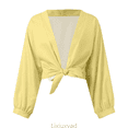thumbnail image 1 of Lixiuxyad Womens Open Front Cardigan Women's Comfortable Small Sweetheart Top Ruffle Flare Sleeve Solid Chiffon Small Shawl Cardigan,Yellow, 1 of 4