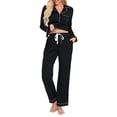 thumbnail image 1 of Lixiuxyad Womens Pajama Gown Women's Silk Comfy Long Sleeve Pants Suit With Crepe Edge Lapel Homestay Pajamas, 1 of 5