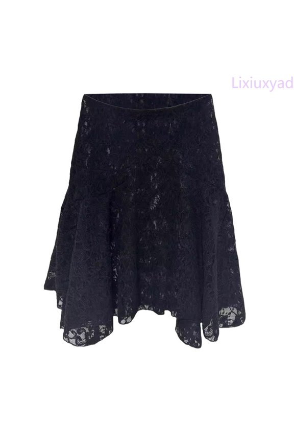 Womens Skirt Women's Half Skirt White Street Spicy Girl Bottom Half Skirt Fall Women's Hollowed Out Lace Layering Matching Skirt,Black