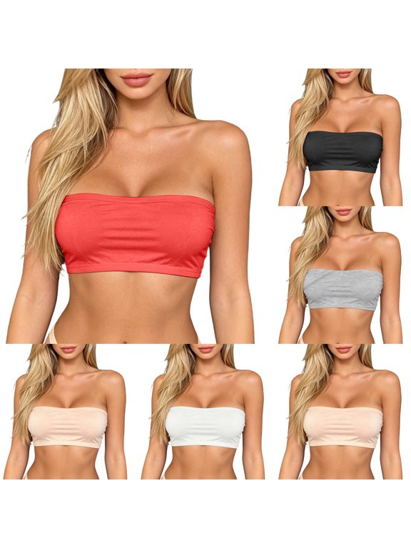 Womens Strapless Bandeau Bra Summer Tube Top Strapless Undershirt Camisole For Students Plus Size,Beige M