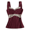 thumbnail image 1 of Lixiuxyad Womens Tank Tops Elegant Lace Bow Tie Versatile Camisole Top For Sleeveless Layering Tank,Red, 1 of 4