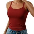 thumbnail image 1 of Lixiuxyad Womens Tank Tops Summer Sleeveless Shirts Women Spaghetti Strap Neck Ribbed Tank Tops Slim Fitted Camisole Basic Sleeveless Layering Shirts(Red M), 1 of 5