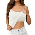 thumbnail image 1 of Lixiuxyad Womens Tank Tops Womens Tank Tops With Built In Bras 2025 Summer Casual Crew Neck Sleeveless Camisole Plus Size Padded Workout Tops(White L), 1 of 4