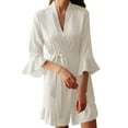 thumbnail image 1 of Lixiuxyad Womens Towel Wrap Sexy Lingerie For Women Autumn Winter Seductive Silk Kimono With Ruffled Sleeves Sleepwear, 1 of 5