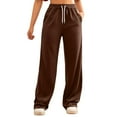 thumbnail image 1 of Lixiuxyad Womens Wide Leg Sweatpants High Waisted Baggy Sweat Pants Women Lounge Workout Joggers with Pockets Brown, 1 of 6
