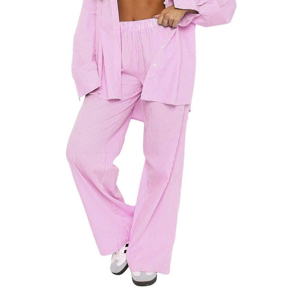 Lixiuxyad Work Pants for Women Women's Casual High Waisted Tie Side Plicated Wide Leg Pants Pink