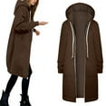thumbnail image 1 of Lixiuxyad Zip Up Long Hoodie Jackets For Women Oversized Fleece Sweatshirt Fall Winter Casual Coat With Pocket Brown, 1 of 6